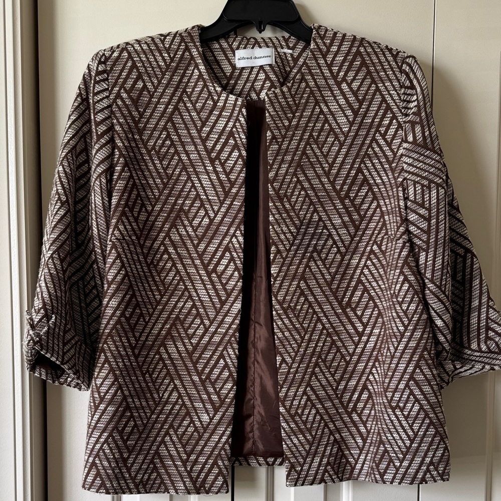 Alfred Dunner | Size XL | Women's Brown White Blazer Jacket Plus Size Business
